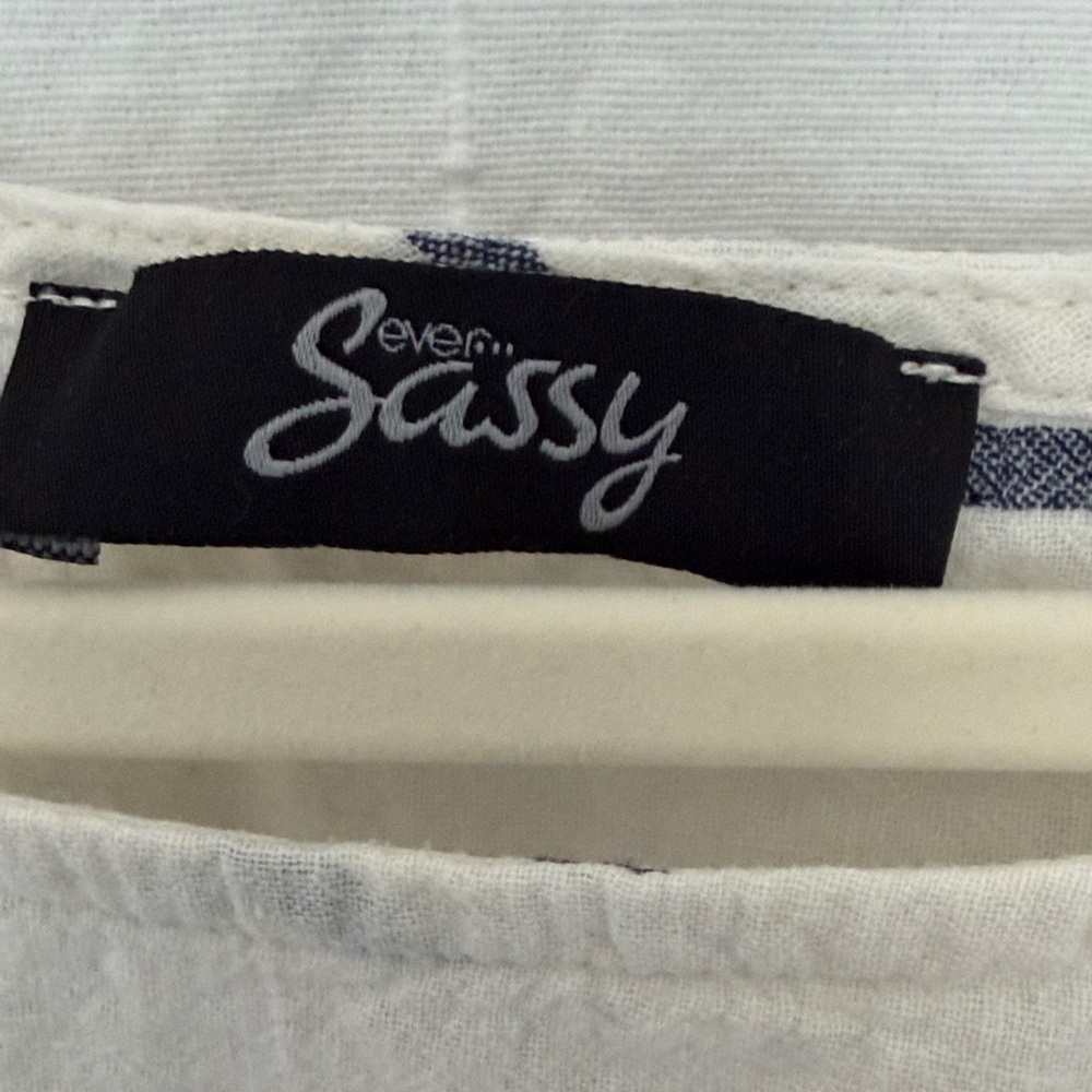 Striped Drawstring Layered Top in Cream and Navy - Picture 3 of 5